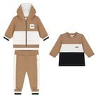 Baby Boys Beige Logo Tracksuit Set, 1, hi-res