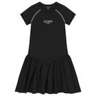 Girls Black Logo Dress, 3, hi-res