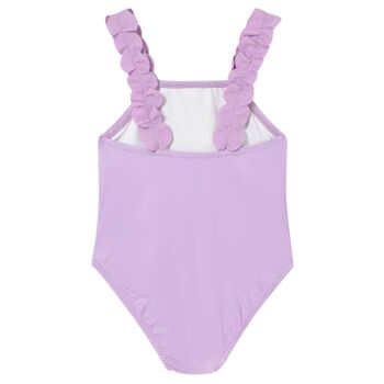 Younger Girls Purple Floral Swimsuit