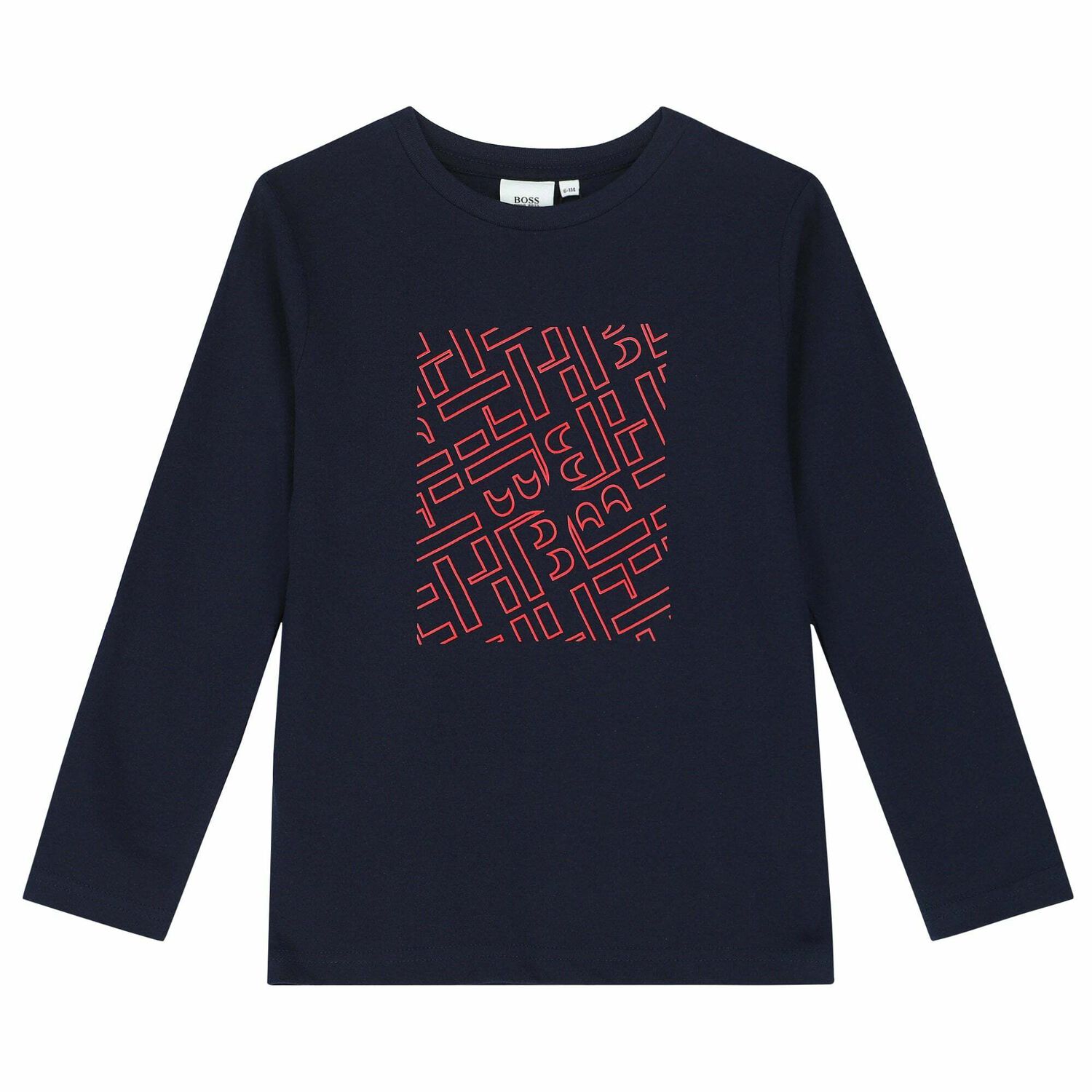 Boys Navy Logo Long Sleeve Top, 1, hi-res image number null