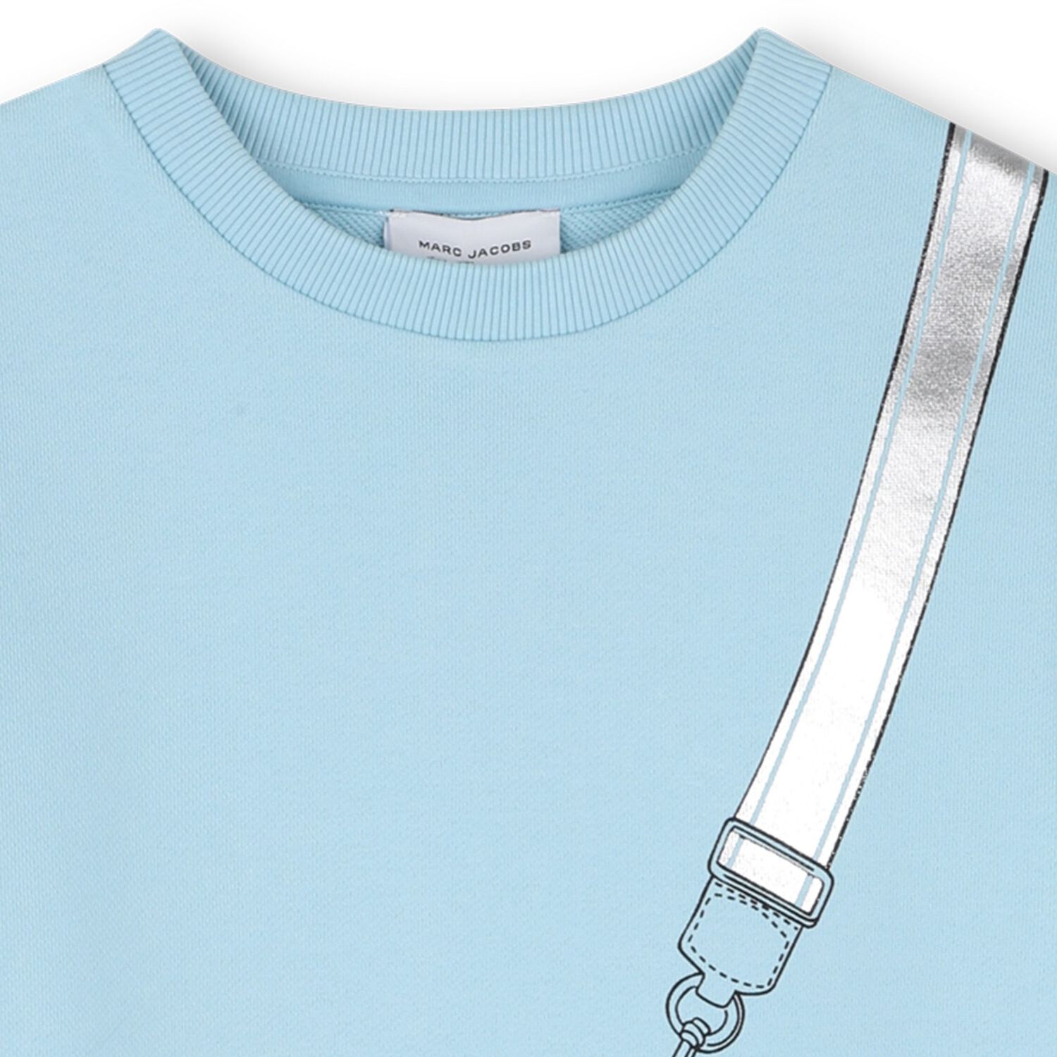 Girls Pale Blue Bag Print Dress, 1, hi-res