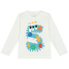Younger Boys Ivory Long Sleeve Top, 1, hi-res