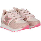 Girls Pink & Gold Logo Trainers, 1, hi-res