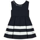 Girls Navy Blue Nautical Dress, 1, hi-res