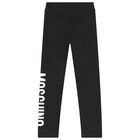 Girls Black Logo Leggings, 1, hi-res