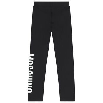 Girls Black Logo Leggings