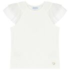 Girls Ivory Tulle Sleeved Top, 2, hi-res