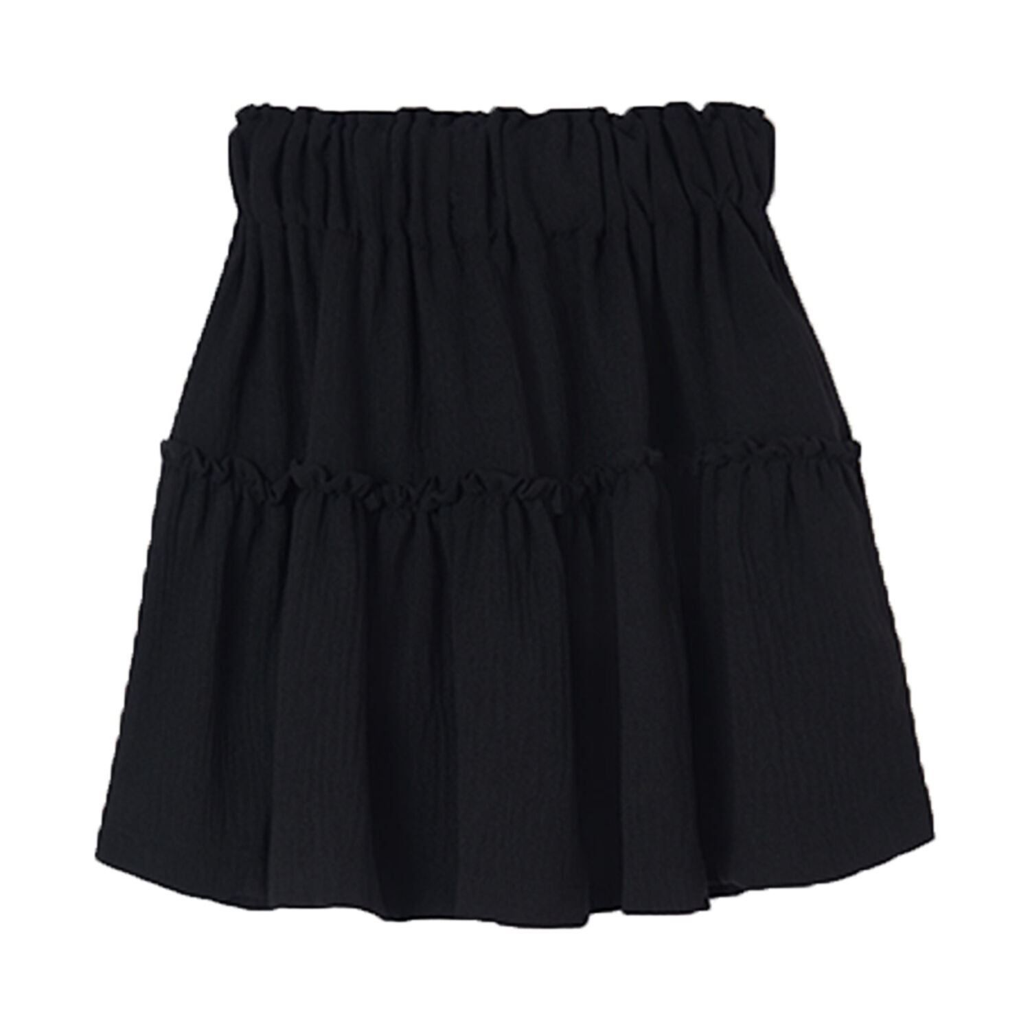 Girls Black Tiered Skirt, 1, hi-res
