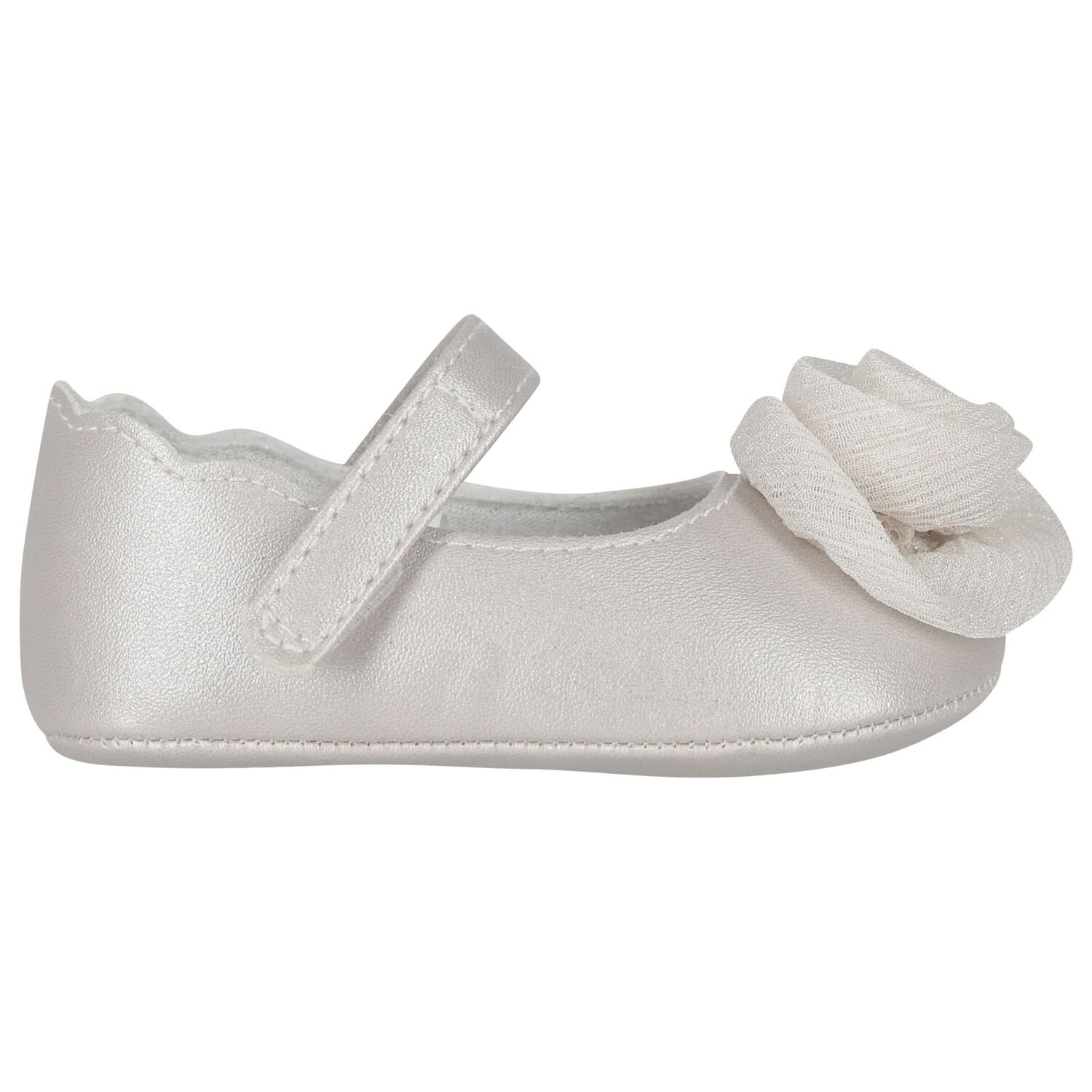 Baby Girls Silver Flower Pre Walker Shoes, 2, hi-res