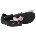 Girls Black & Pink Bow Jelly Shoes, 3, hi-res