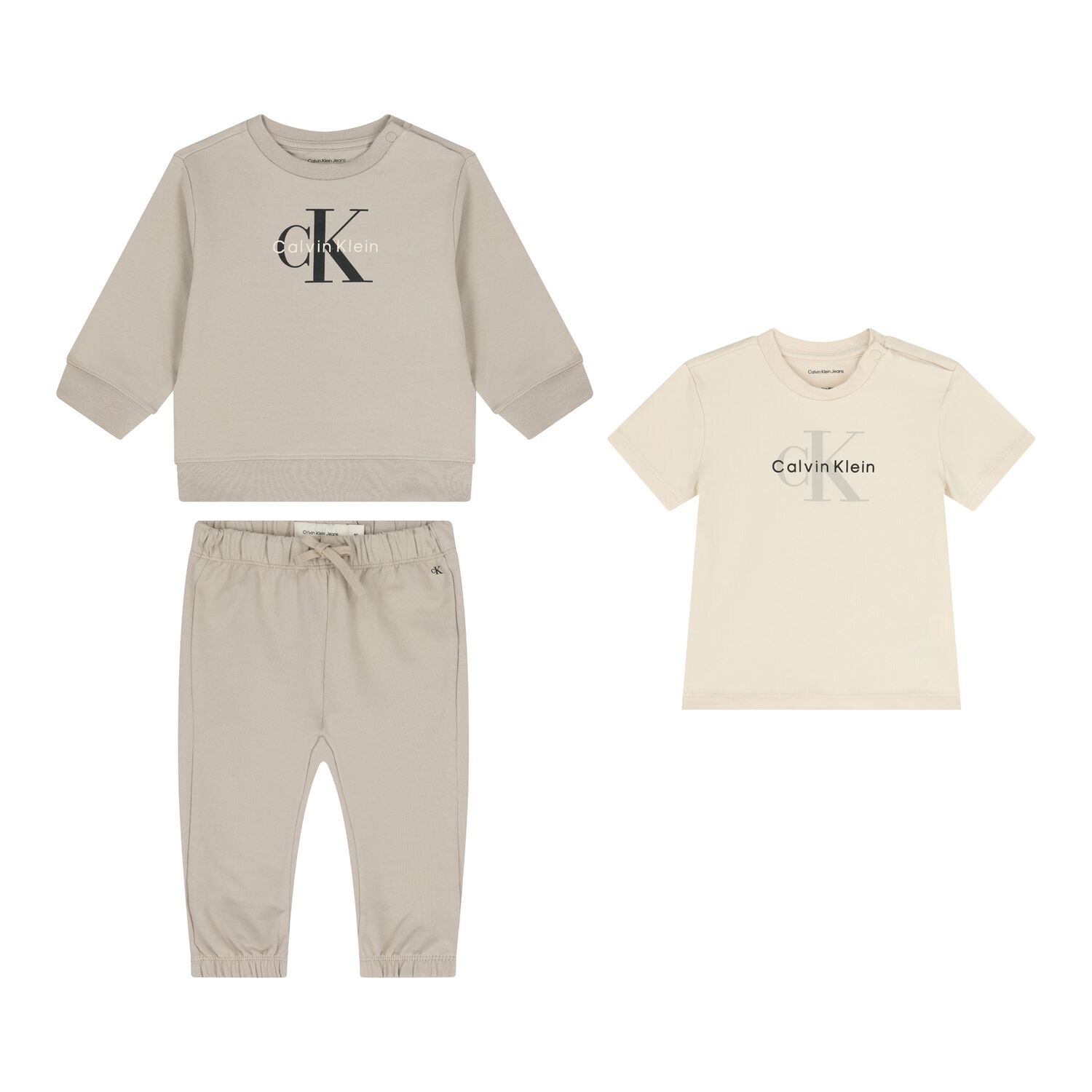 Baby Boys Beige & Ivory 3-Piece Tracksuit Gift Set, 3, hi-res