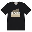 Boys Mini Me Black Logo T-Shirt, 2, hi-res