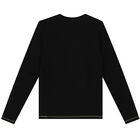 Boys Black, White & Neon Green Logo Long Sleeve Top, 1, hi-res