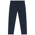 Boys Navy Blue Chino Trousers, 1, hi-res