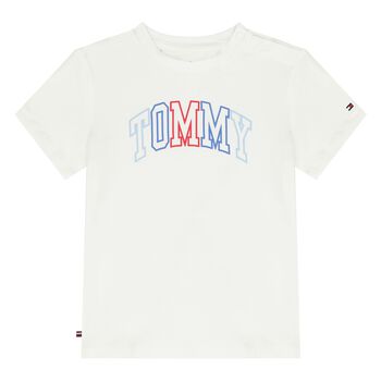 Younger Boys White Logo T-Shirt