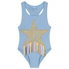 Girls Blue Star Swimsuit, 1, hi-res