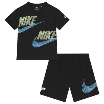 Boys Black Logo Shorts Set