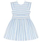 Girls White & Blue Striped Dress, 1, hi-res