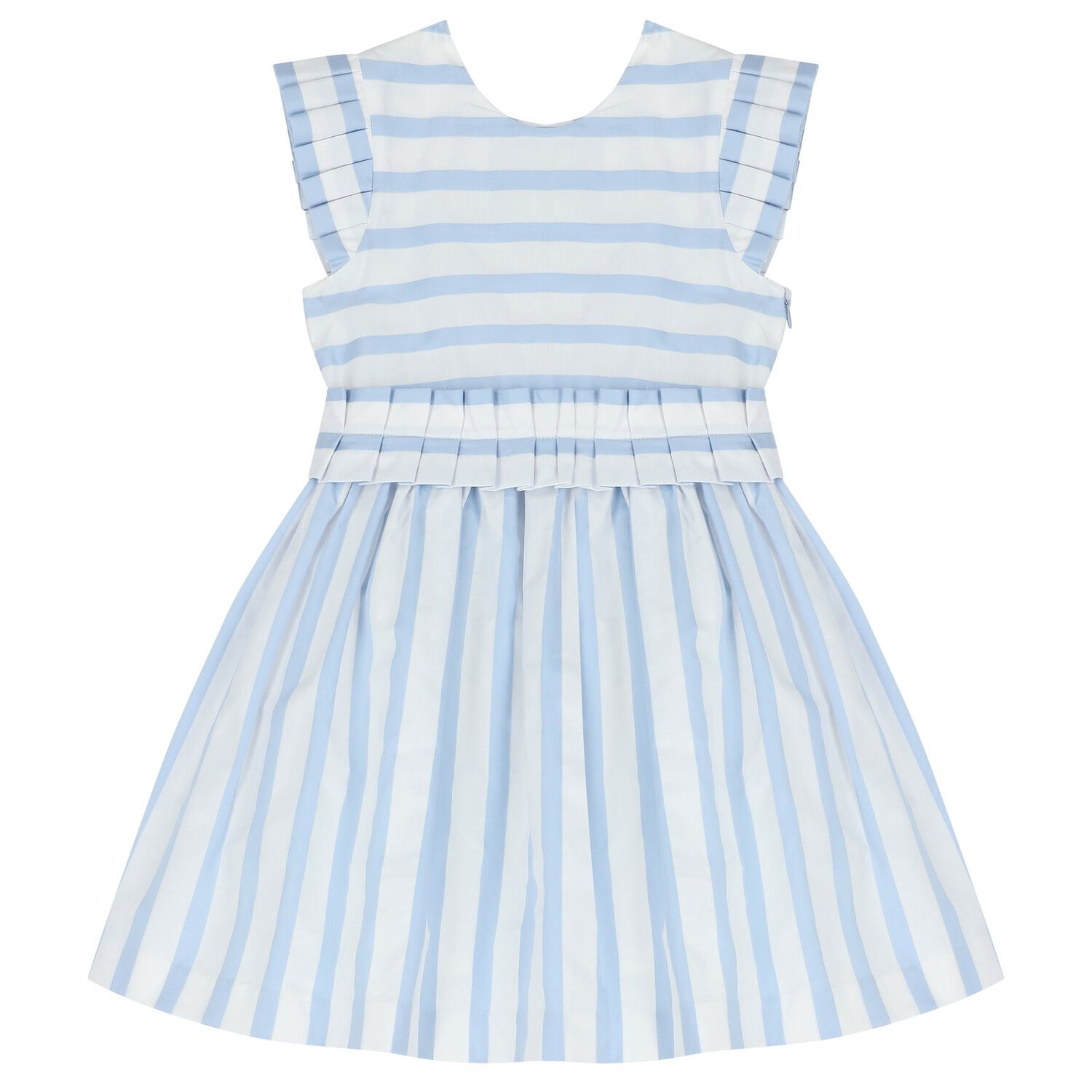 Tutto Piccolo Girls White Blue Striped Dress Junior Couture UK