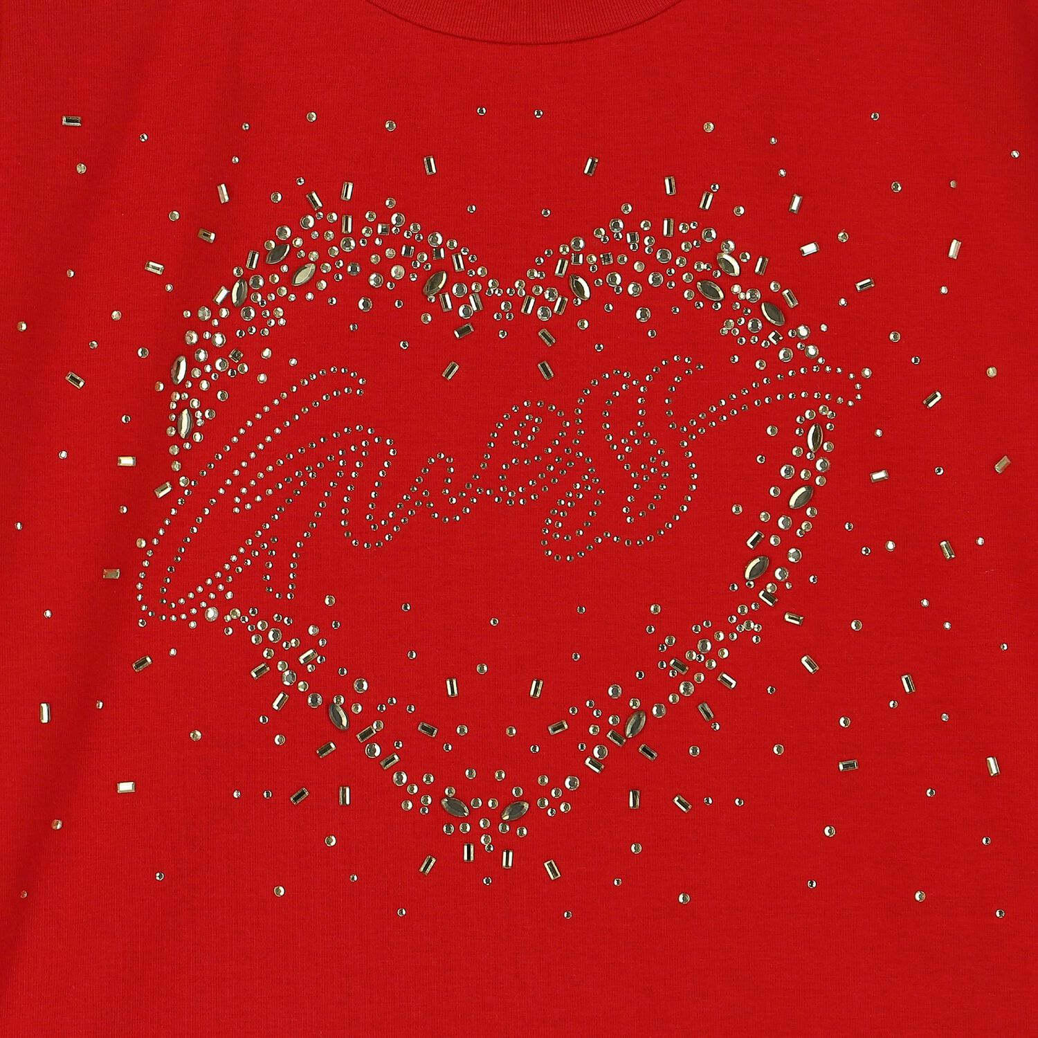 Girls Red Embellished Logo T-Shirt, 1, hi-res
