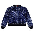 Girls Silver & Blue Logo Sequin Jacket, 1, hi-res