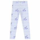 Girls White & Blue Floral Leggings, 1, hi-res