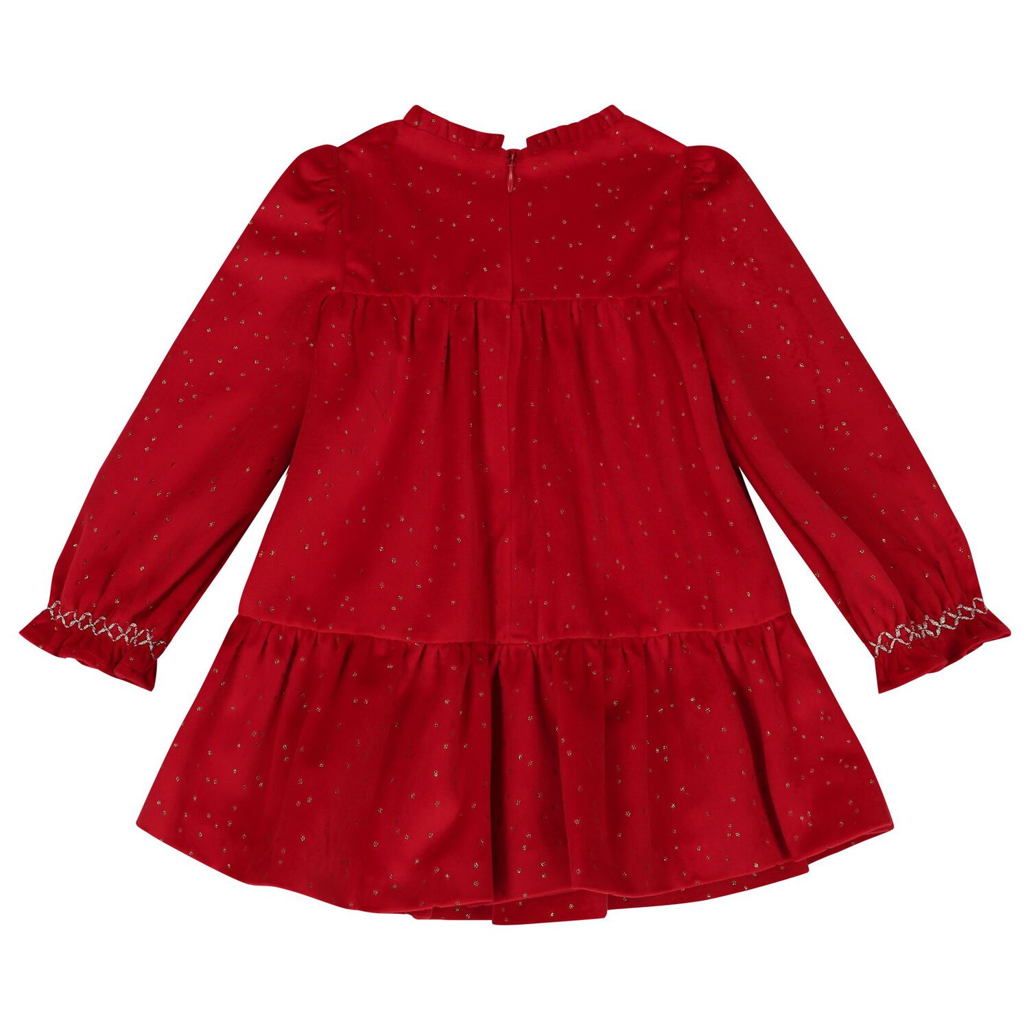Younger Girls Red Velvet Dress, 1, hi-res