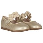 Younger Girls Gold Ballerina Shoes, 1, hi-res