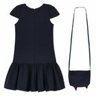 Girls Navy Blue Dress & Handbag, 1, hi-res