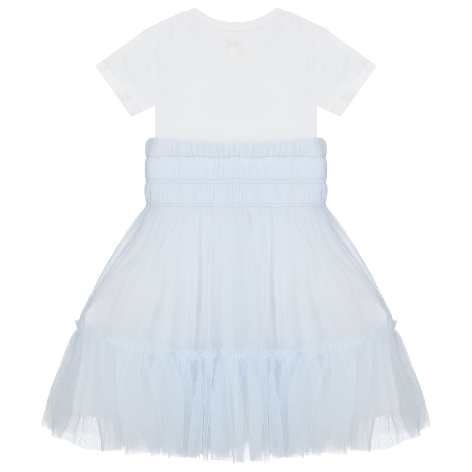 Girls White & Blue Logo Tulle Dress, 1, hi-res image number null