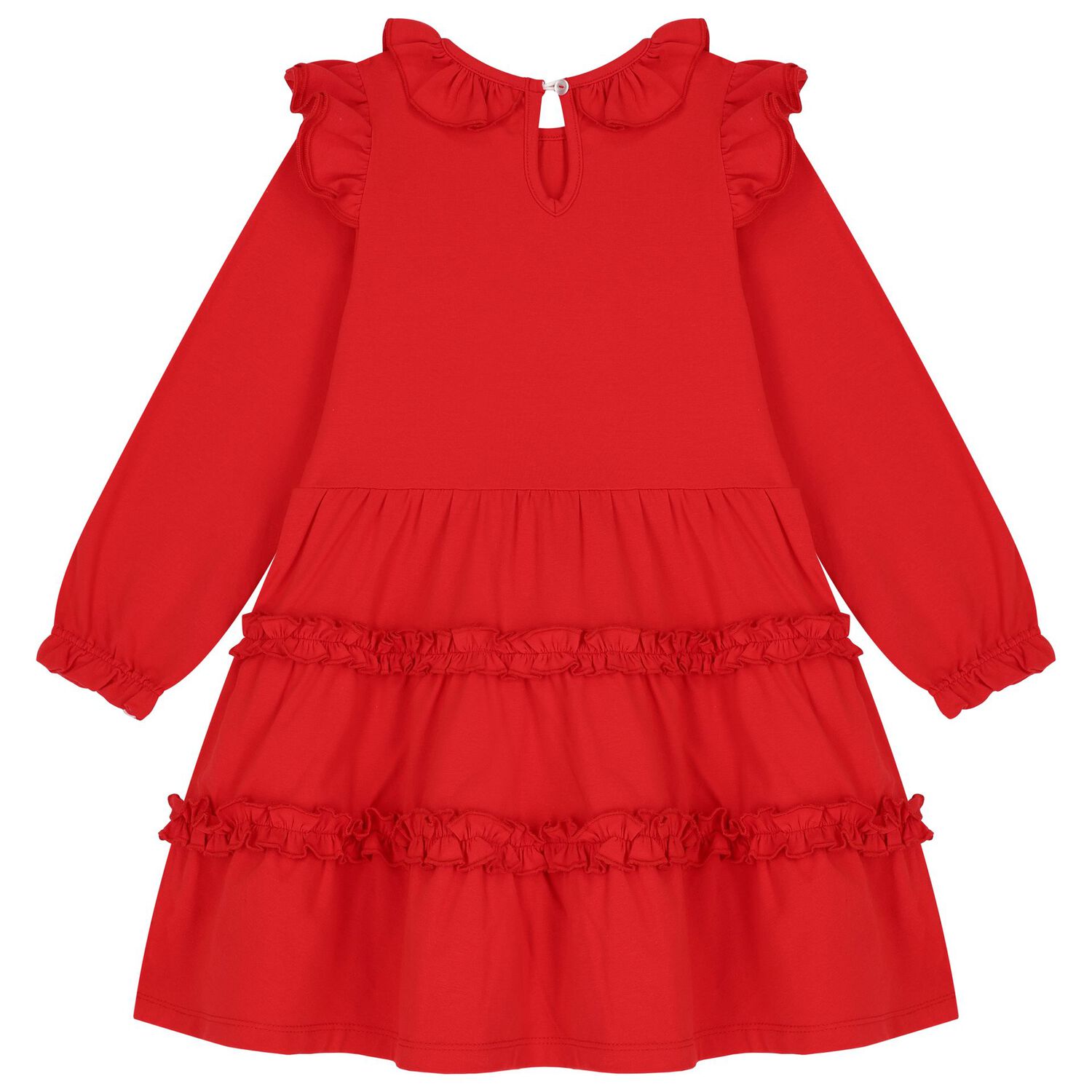 Girls Red Bow Ruffled Dress, 1, hi-res image number null