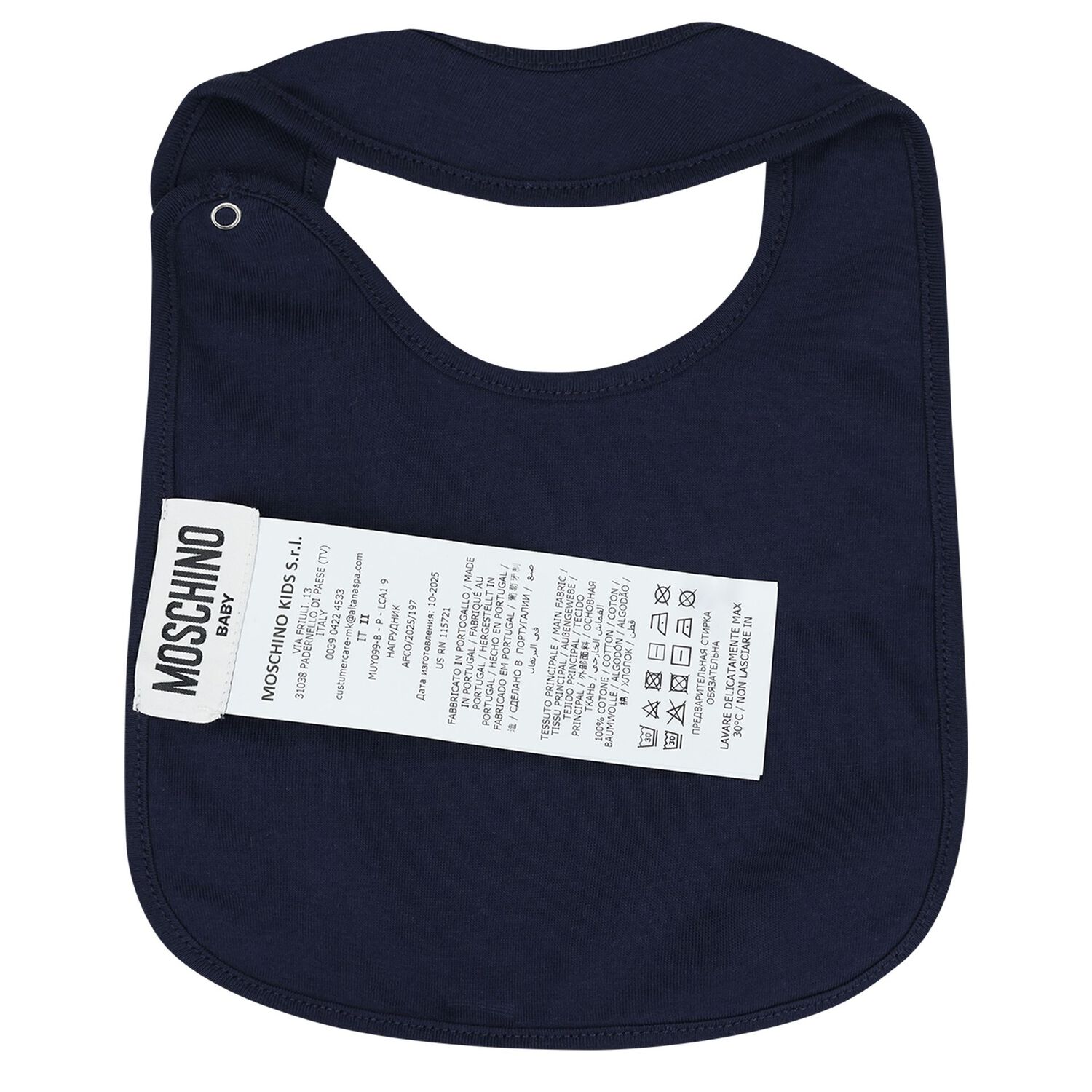 Navy Blue Teddy Bear Logo Hat & Bib Baby Gift Set, 3, hi-res