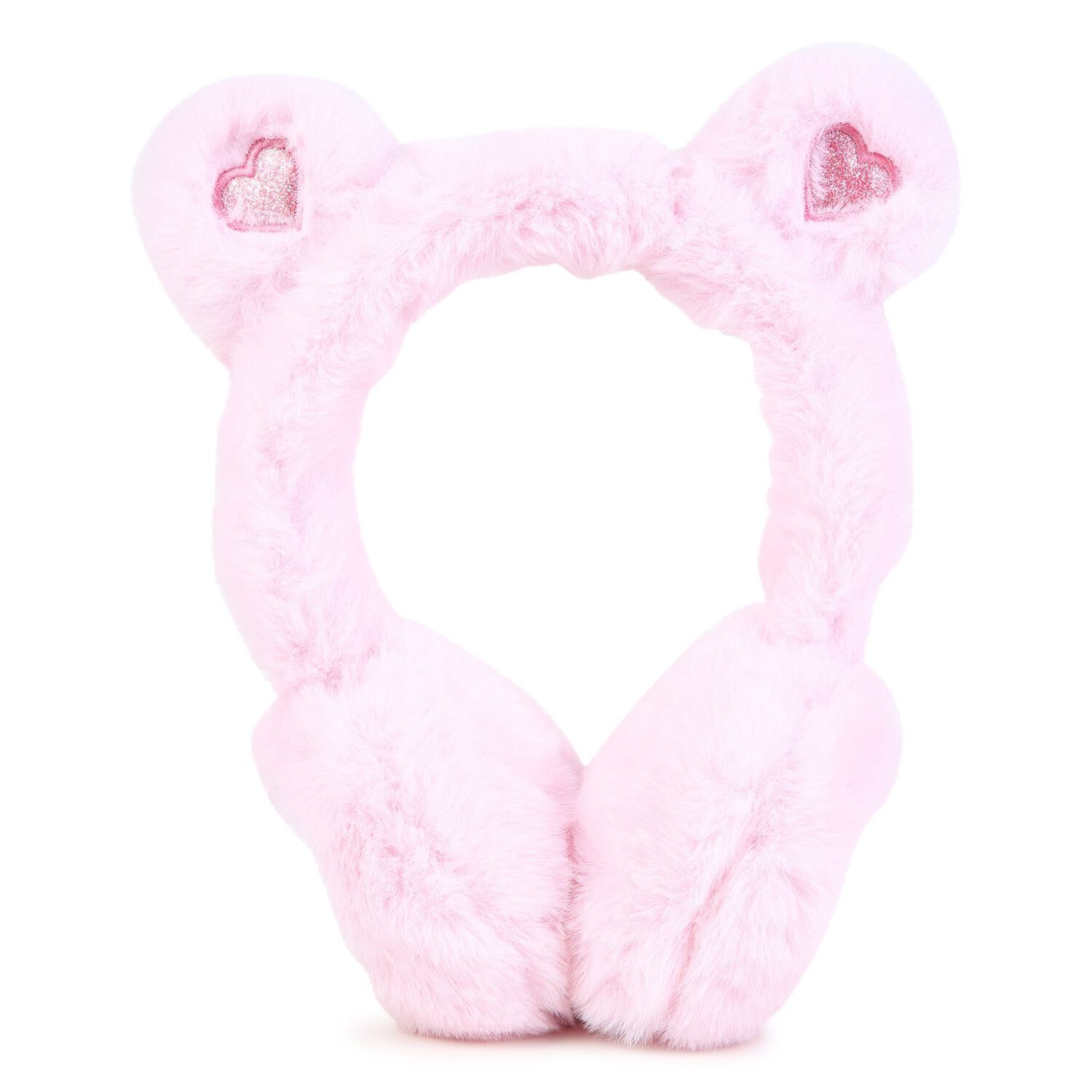 Girls Pink Faux Fur Earmuffs, 1, hi-res