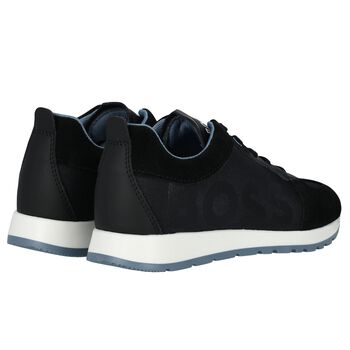Boys Black Logo Trainers