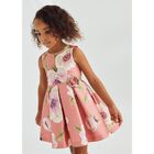 Girls Pink Floral Satin Dress, 2, hi-res