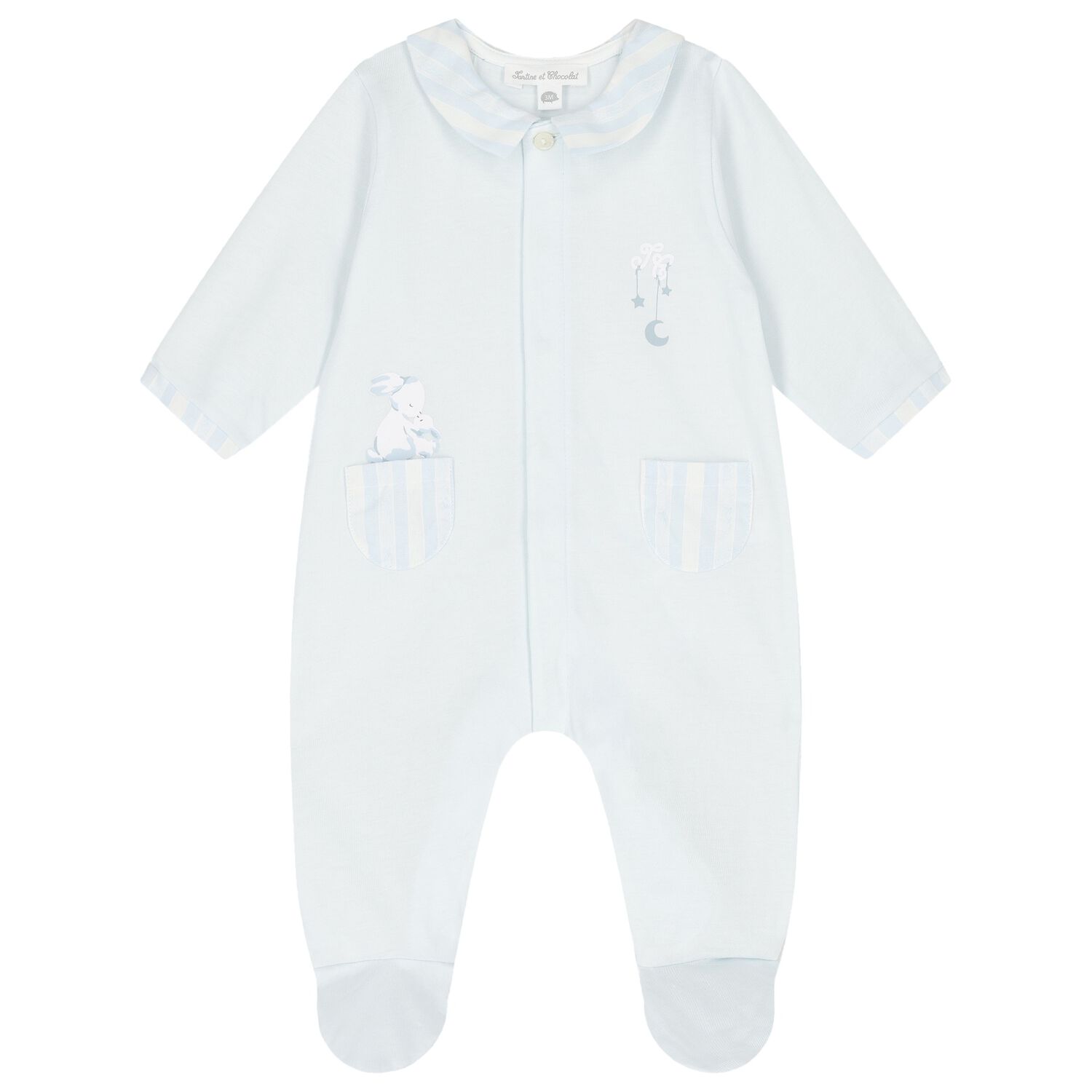 Baby Boys Blue & Ivory Logo Babygrow, 4, hi-res image number null