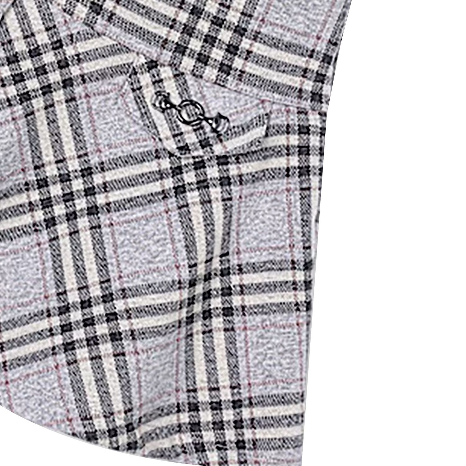 Girls Grey & Pink Check Skirt, 1, hi-res