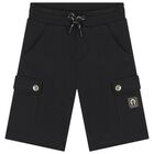 Boys Beige & Black Logo Shorts Set, 1, hi-res