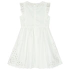 Girls Ivory Broderie Anglaise Dress, 1, hi-res