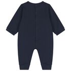 Baby Boys Navy Blue & Gold Logo Babygrow Gift Set, 2, hi-res