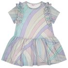 Girls Multi-Coloured Ruffled Iride Dress, 1, hi-res