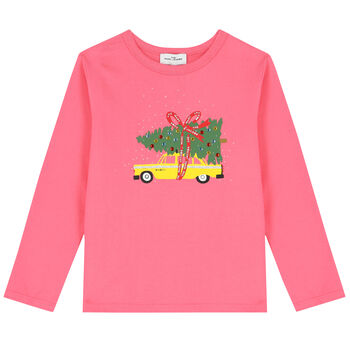 Girls Pink Christmas Top