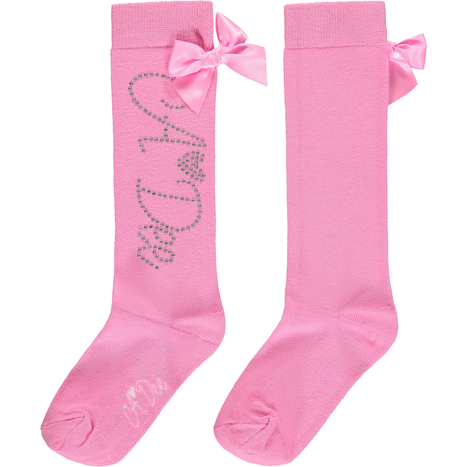 Girls Pink Bow Socks, 1, hi-res