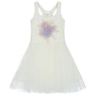 Girls White Embellished Tulle Dress, 1, hi-res