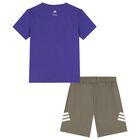 Boys Purple & Beige Mickey Mouse Disney Shorts Set, 1, hi-res
