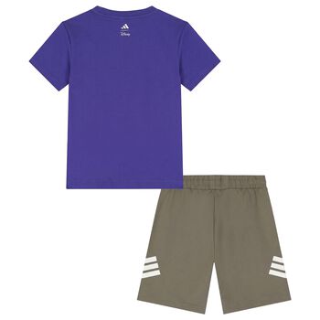 Boys Purple & Beige Mickey Mouse Disney Shorts Set