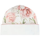 Baby Girls White Floral Hat, 1, hi-res