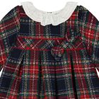 Younger Girls Navy Blue & Red Check Dress, 1, hi-res