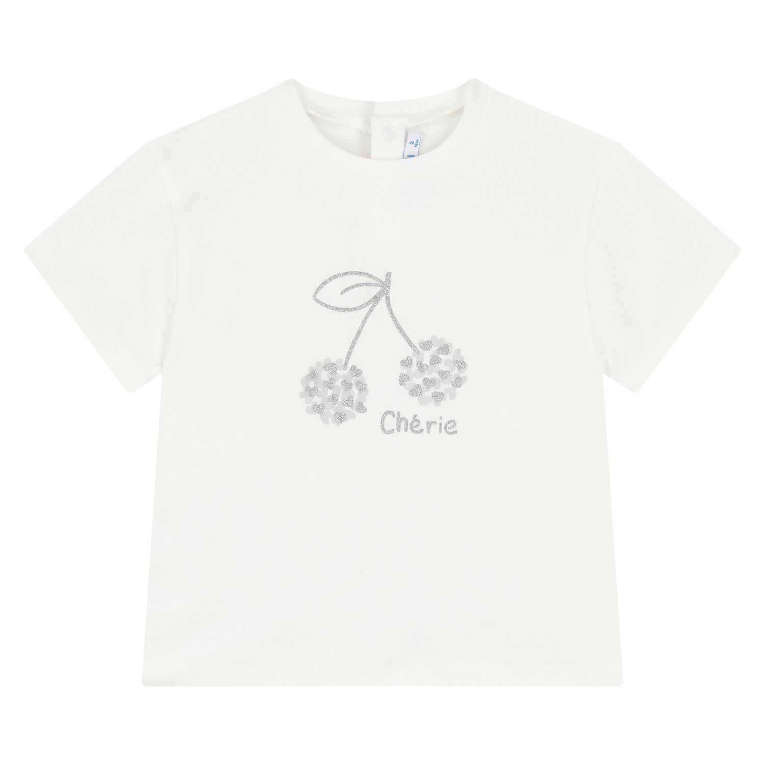 Younger Girls White Cherry T-Shirt, 2, hi-res