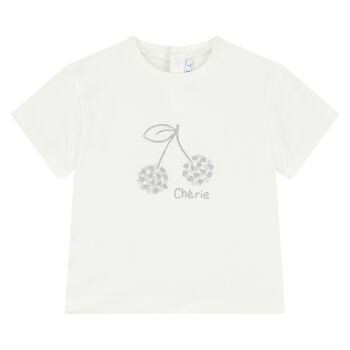 Younger Girls White Cherry T-Shirt
